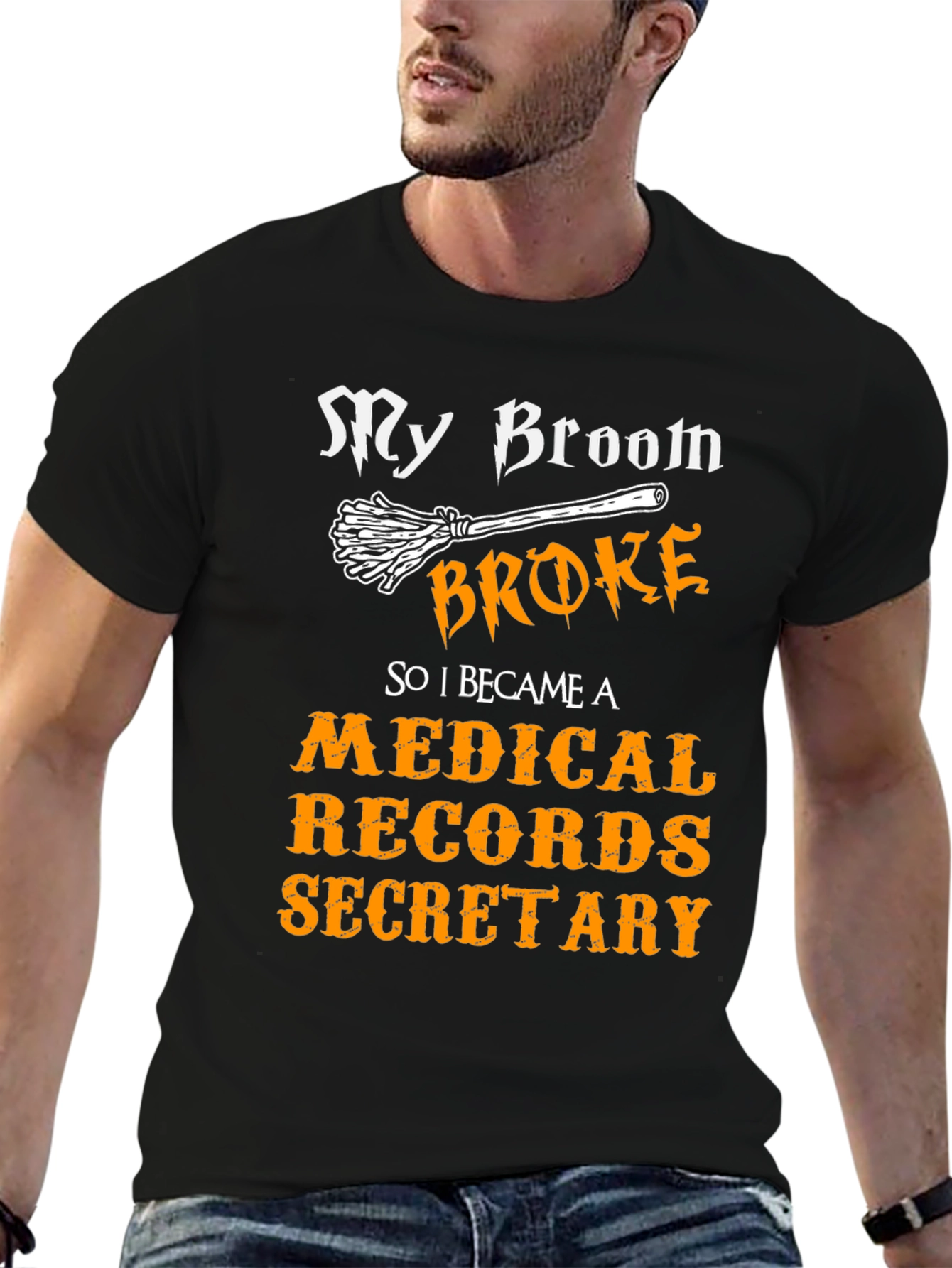 Black Medical Records Secretary Halloween T-Shirt view 6