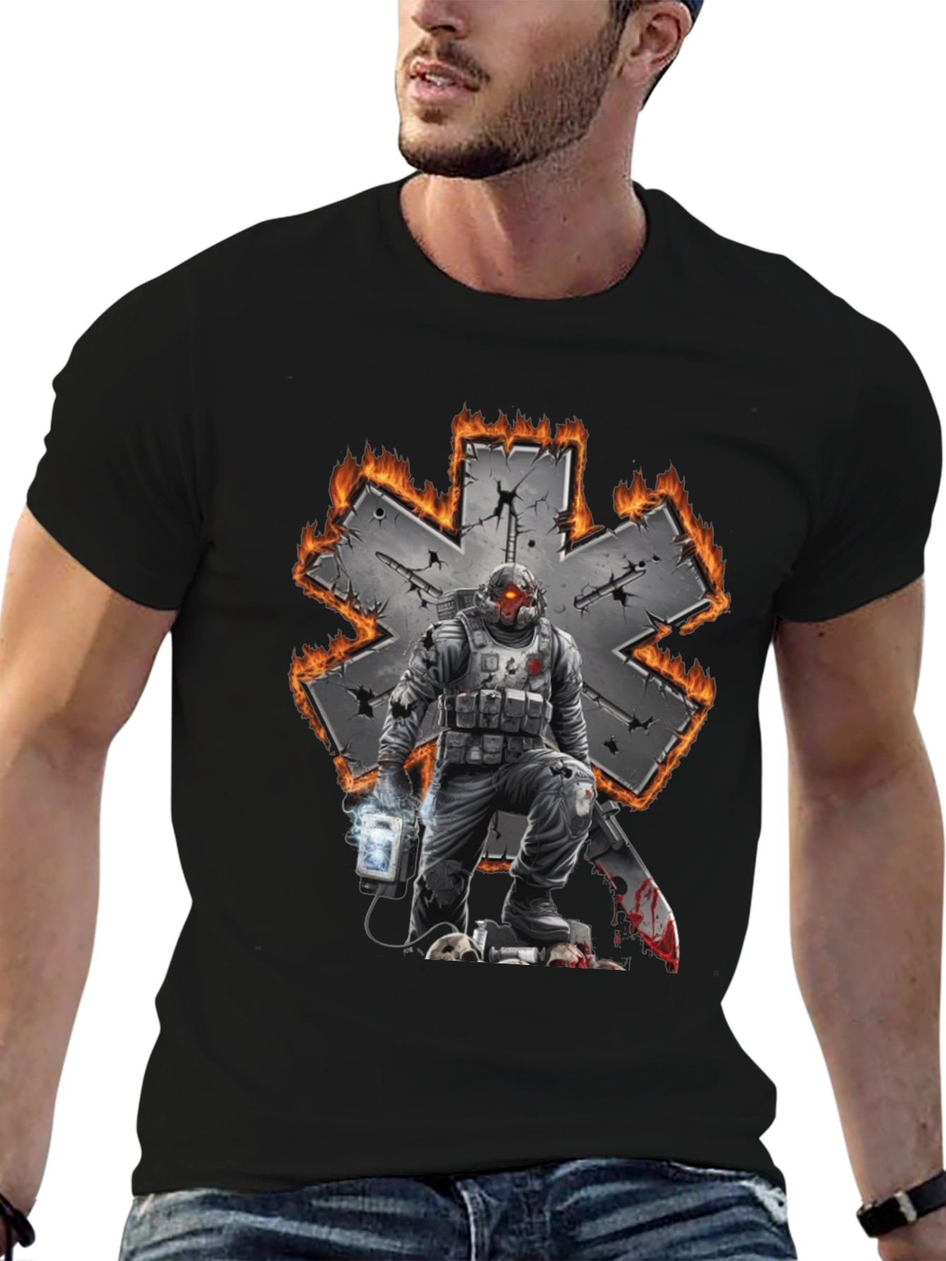 Black Paramedic Star of Life T-Shirt view 6