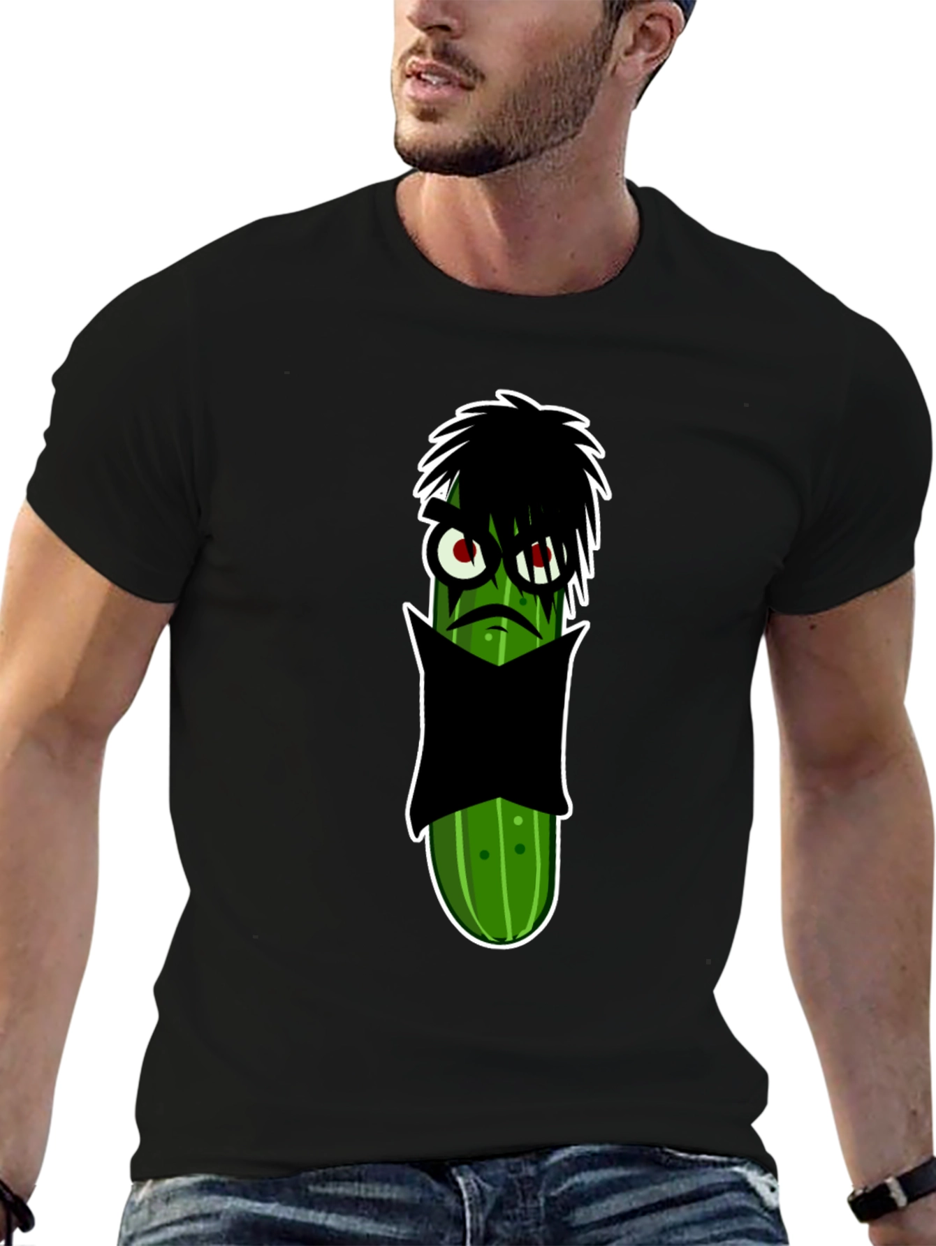 Black Emo Pickle Graphic Tee - Unique & Fun Design view 6