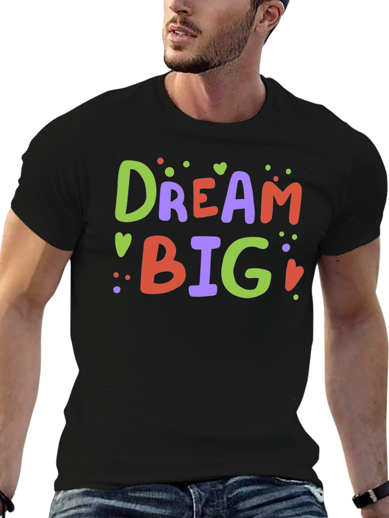Black Dream Big Graphic Tee - Motivational T-Shirt view 6
