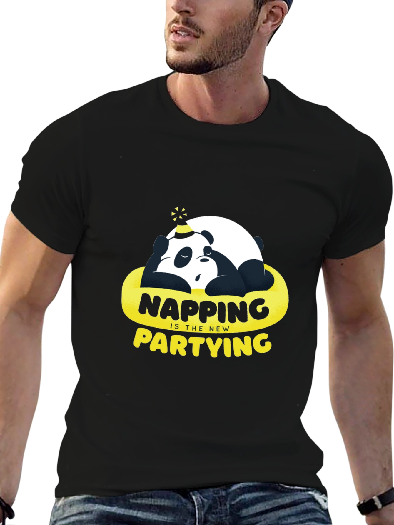 Black Napping is the New Partying T-Shirt - Panda Sleep Tee view 6