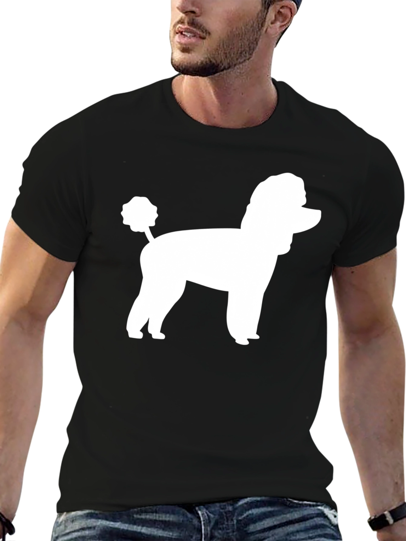 Black Poodle Silhouette Black T-Shirt view 6