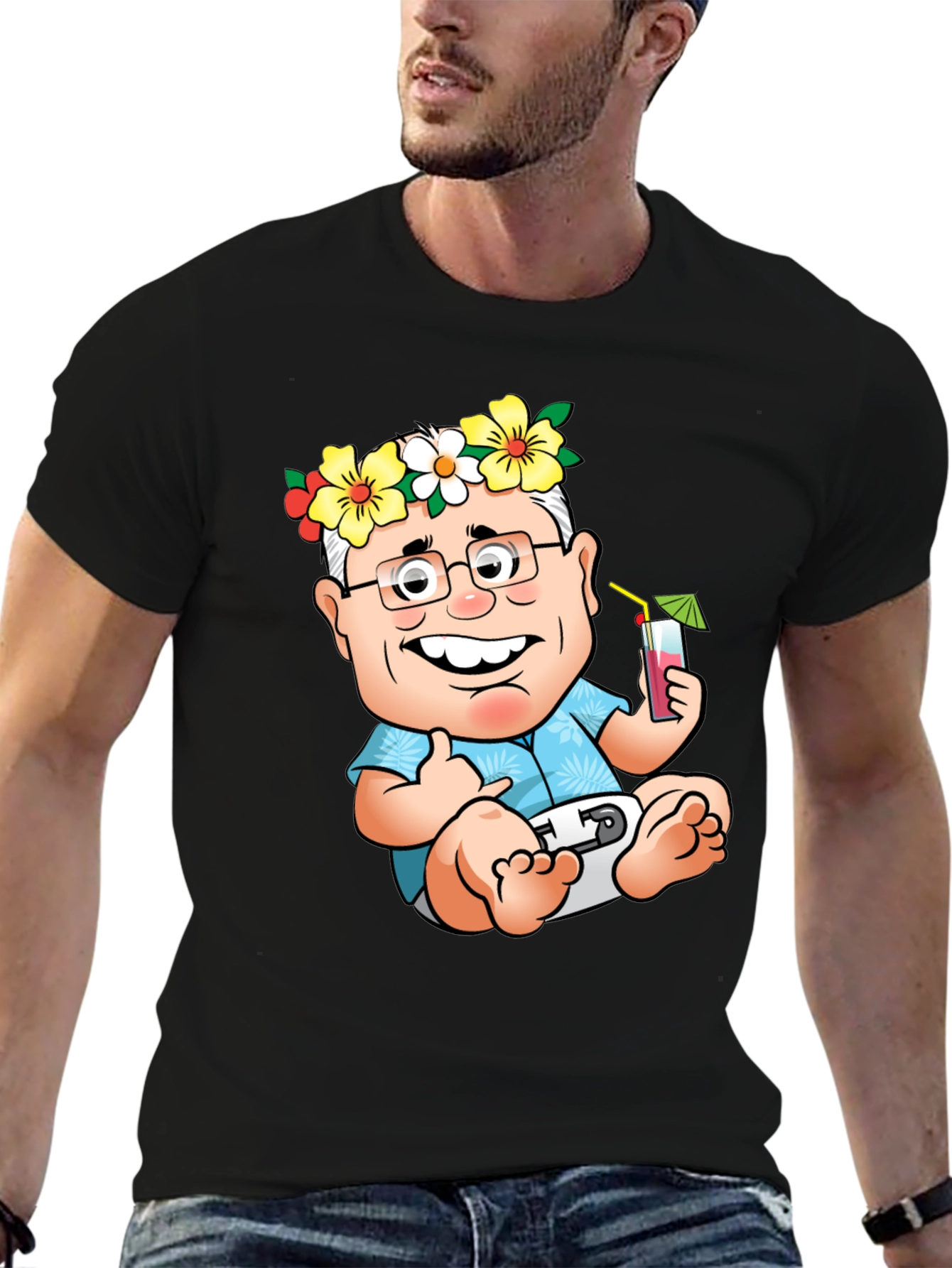 Black Funny Baby Cartoon T-Shirt  view 6