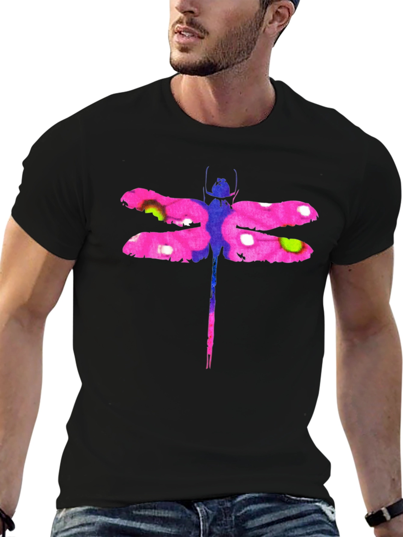 Black Dragonfly Graphic Tee - Stylish Men's Black T-Shirt view 6