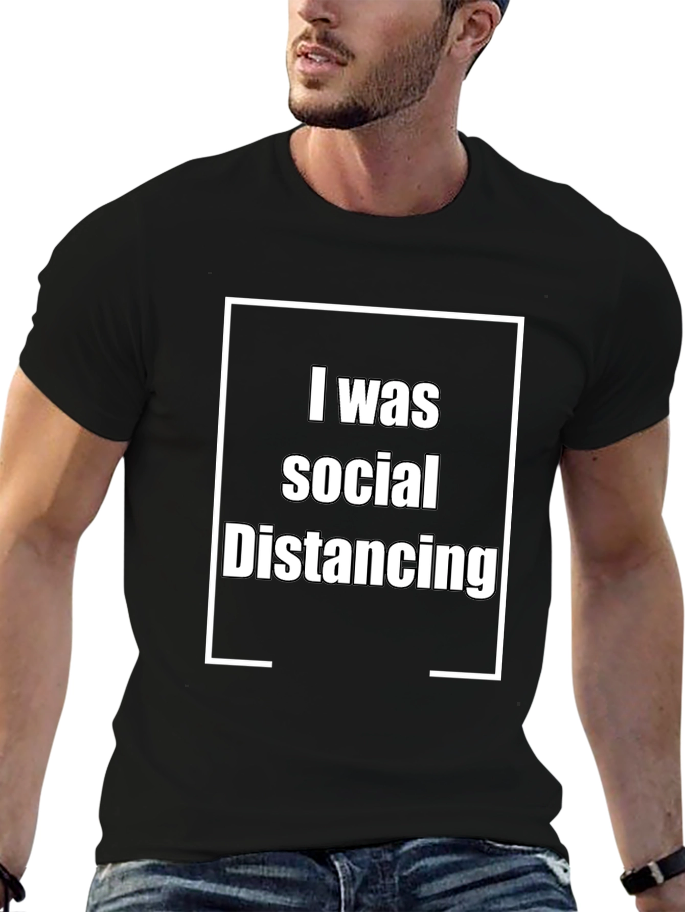 Black Social Distancing Graphic Tee - Black view 6
