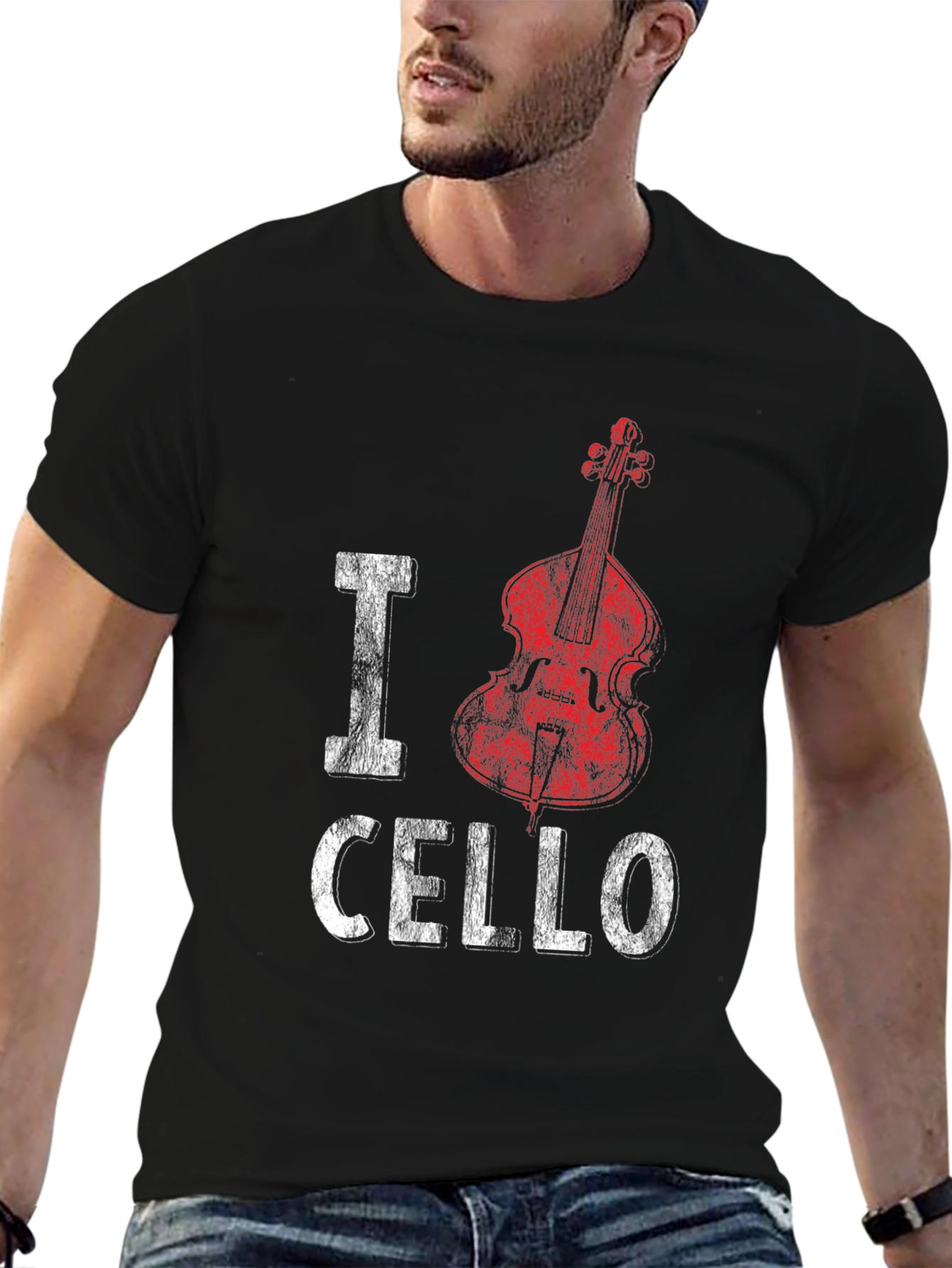 Black I Cello Music T-Shirt - Musician Graphic Tee view 6