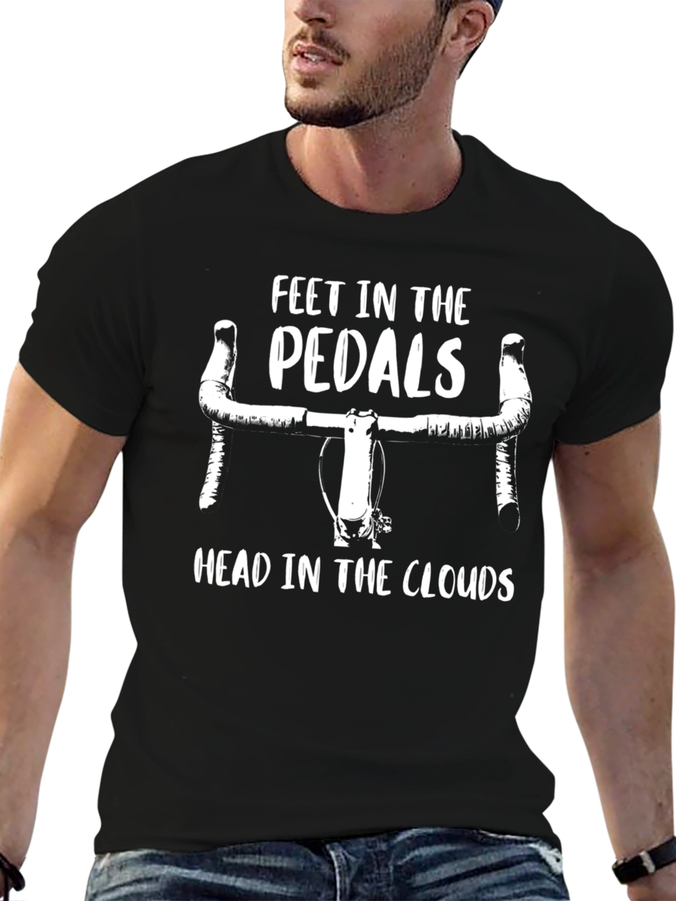 Black Cycling T-Shirt - Feet In The Pedals view 6