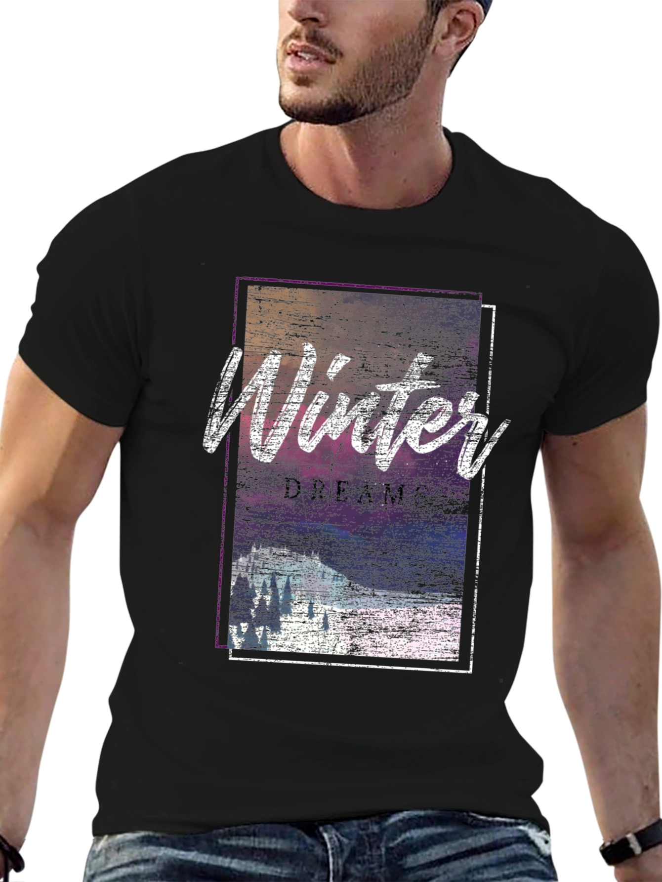 Black Winter Dreams Graphic Tee - Soft Cotton Blend view 6