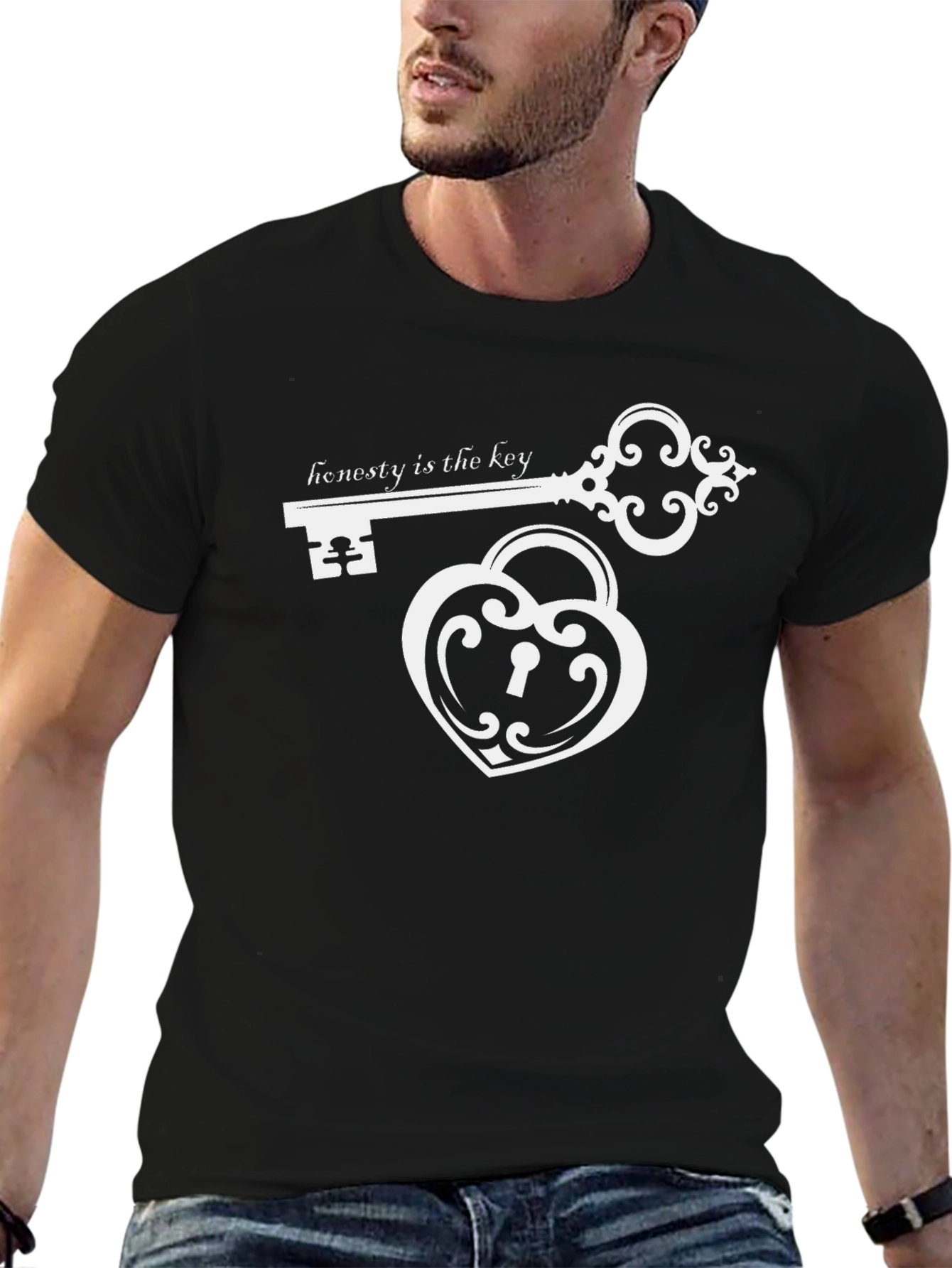 Black Honesty is the Key Graphic T-Shirt view 6
