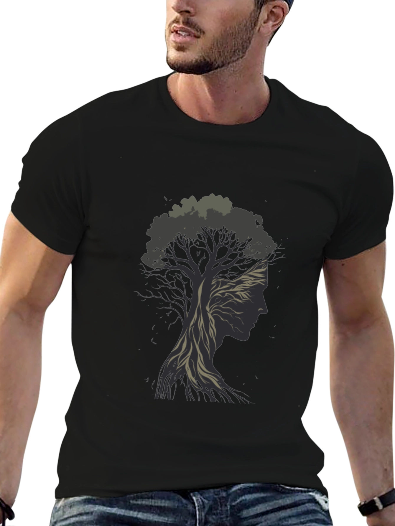 Black Nature's Silhouette Tee - Black Graphic T-Shirt view 6