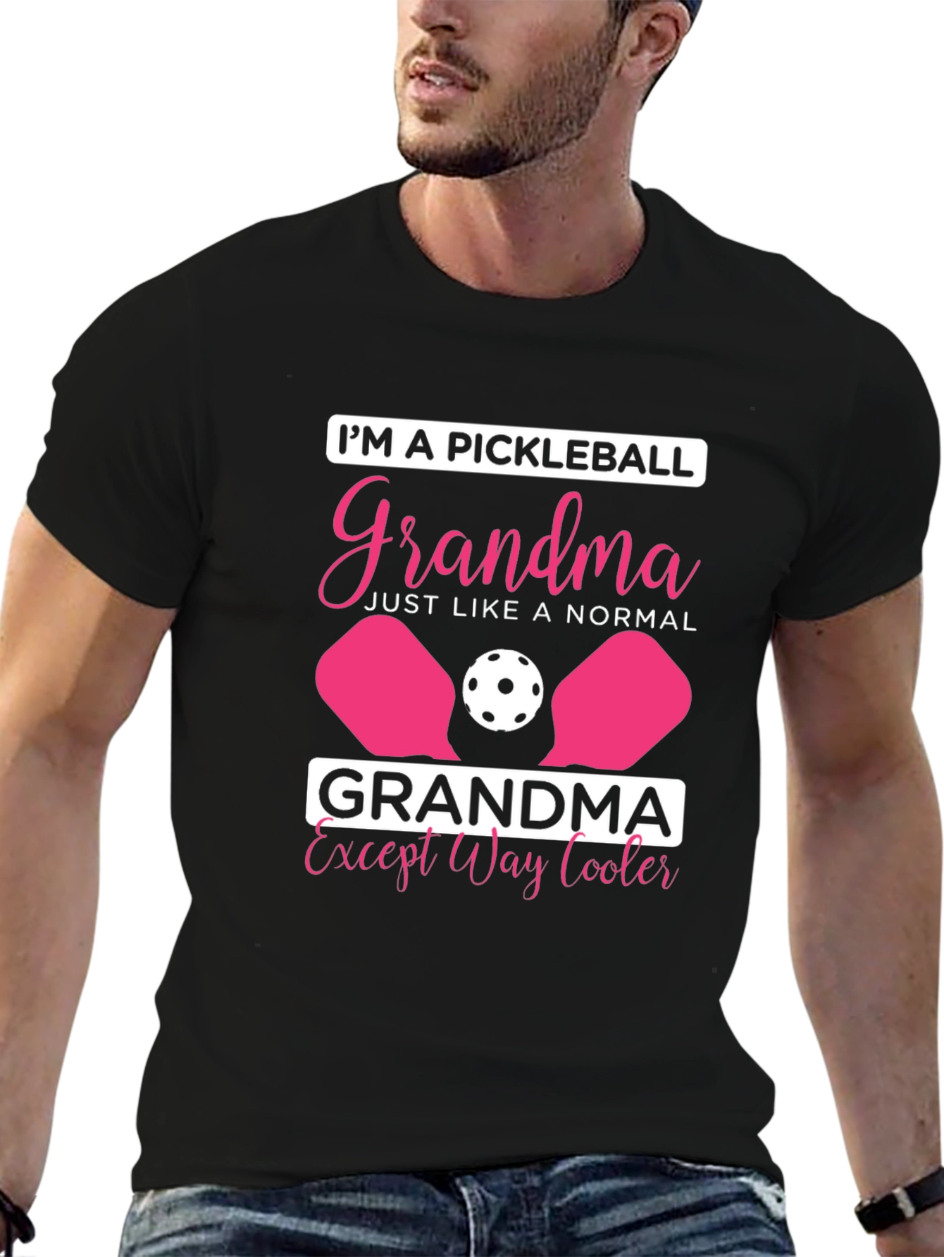 Black Pickleball Grandma T-Shirt - Cool Grandma Tee view 6