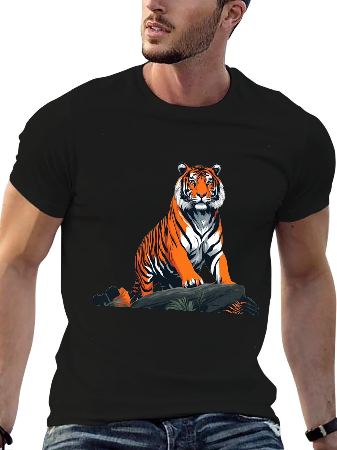 Black Tiger Graphic T-Shirt - Bold Animal Print Tee view 6
