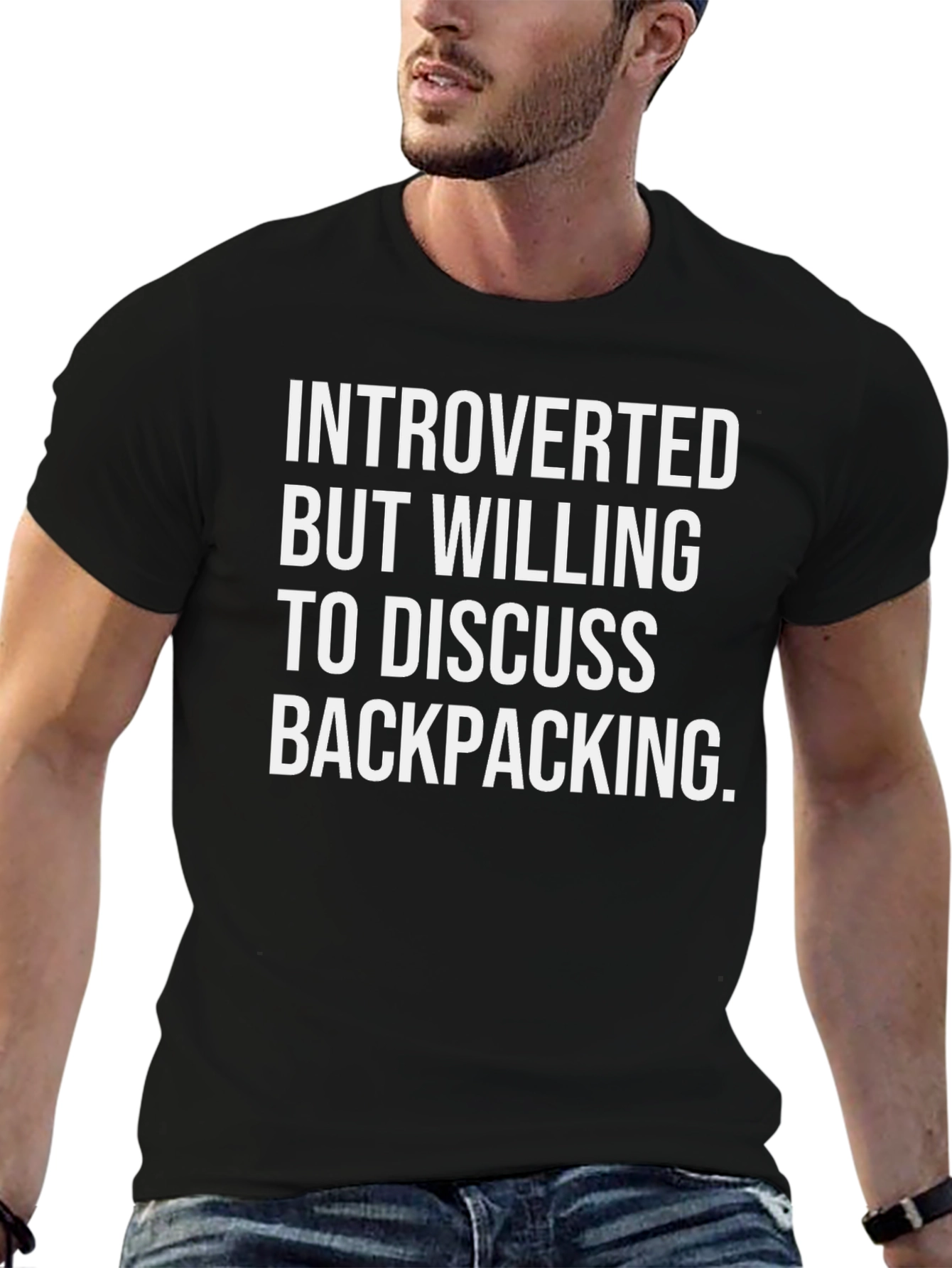 Black Introverted Backpacking Enthusiast Tee view 6