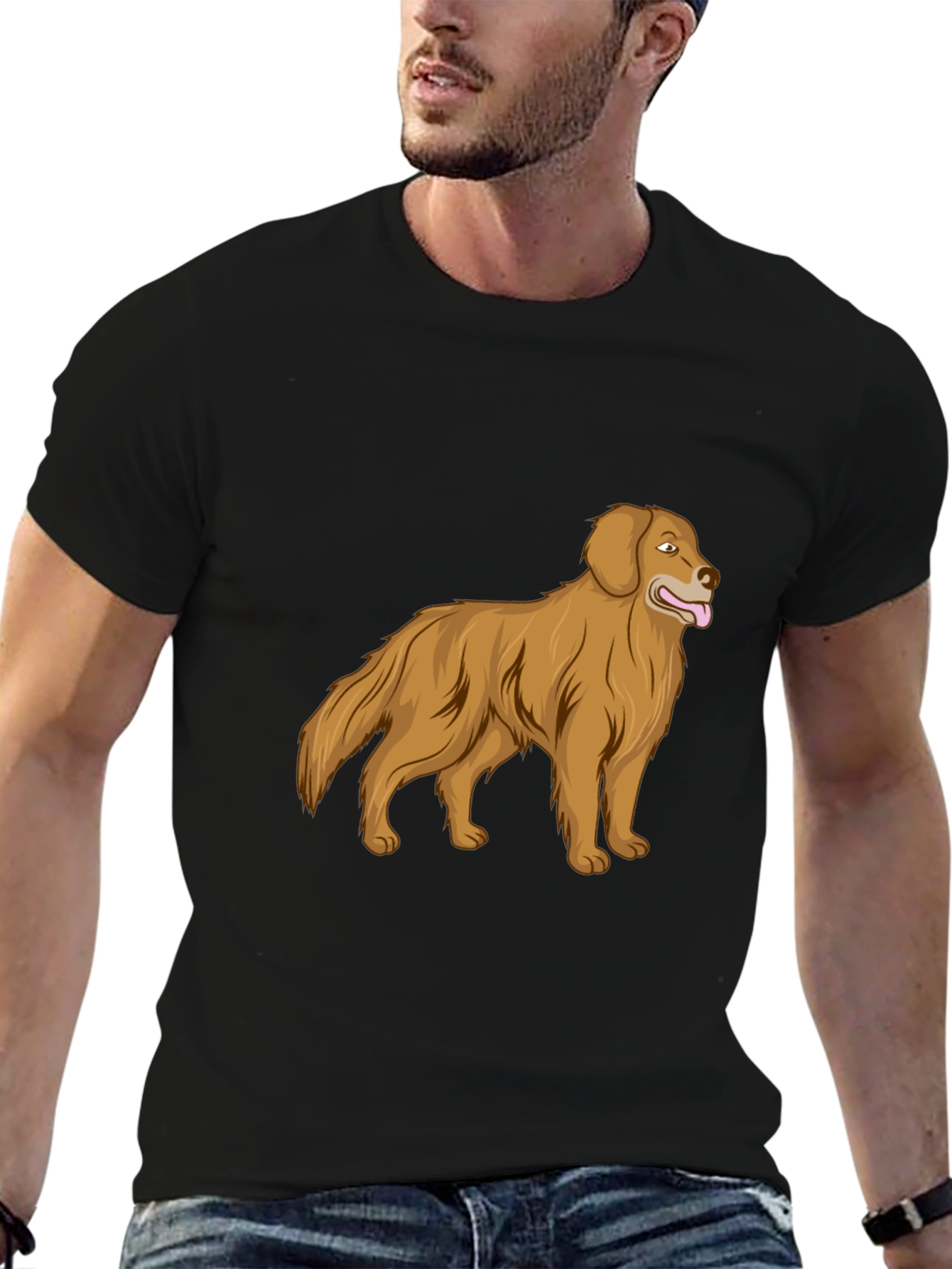 Black Golden Retriever Graphic Print T-Shirt view 6