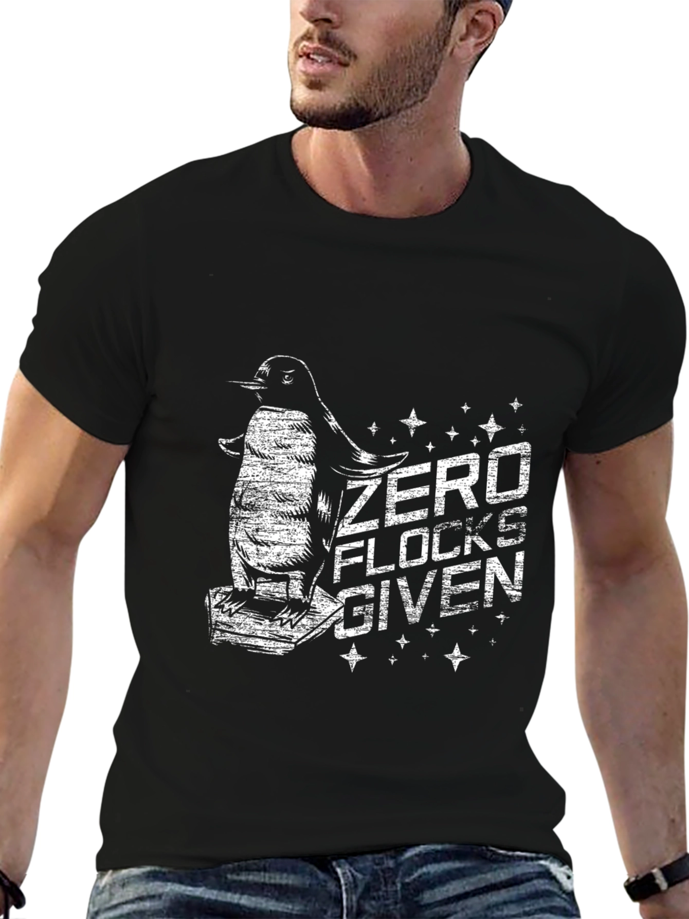 Black Zero Flocks Given Penguin Graphic Tee view 6