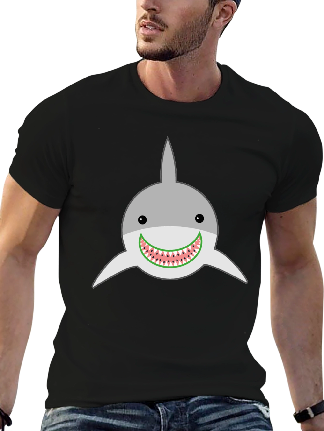 Black Shark Watermelon Funny Graphic Tee view 6