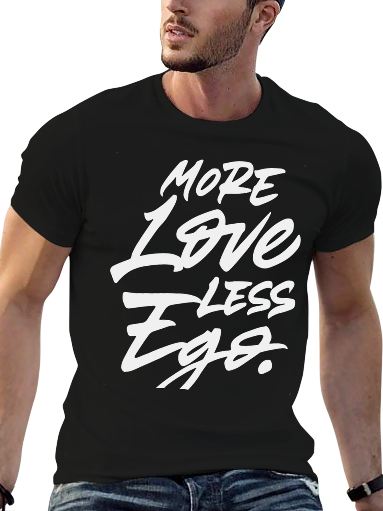 Black More Love Less Ego Graphic Tee - Black view 6