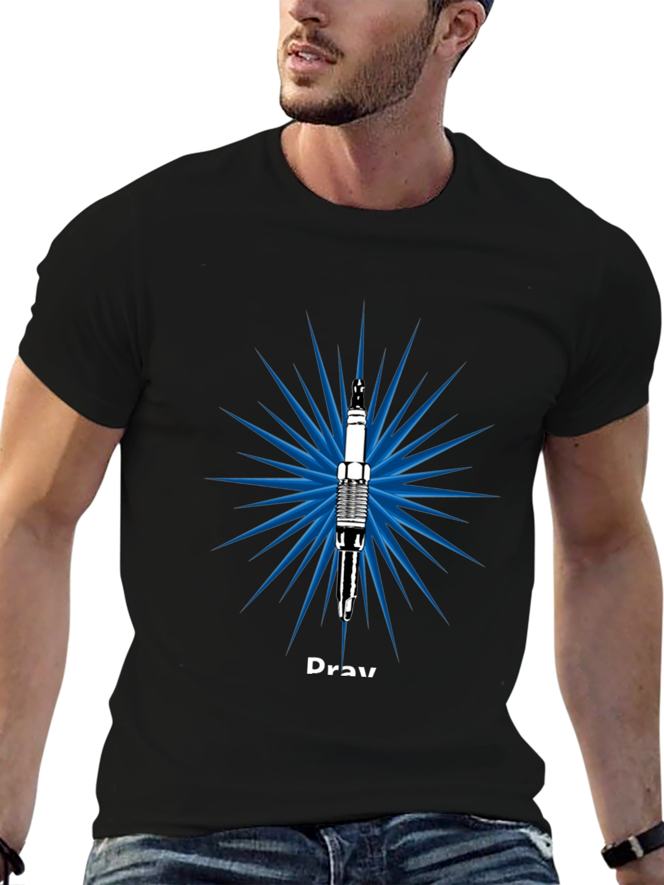 Black Spark Plug Graphic Tee - Drav view 6