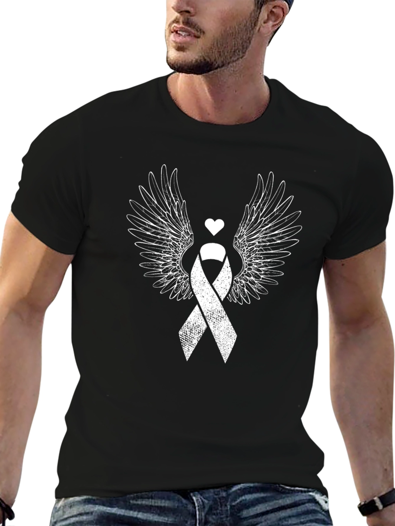 Black Ribbon Wings Graphic Tee - Show Your Support! view 6