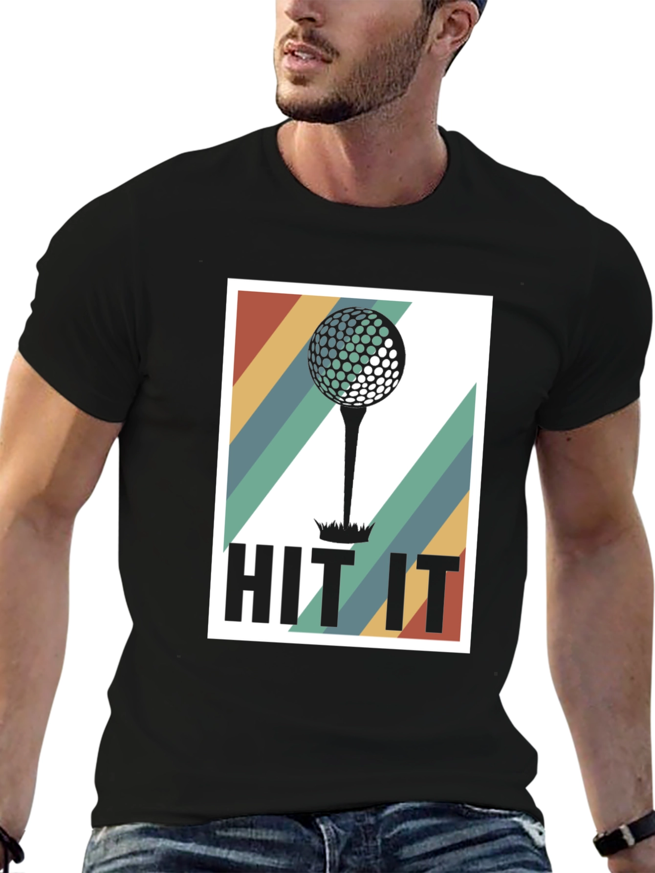 Black Retro Golf Hit It T-Shirt view 6