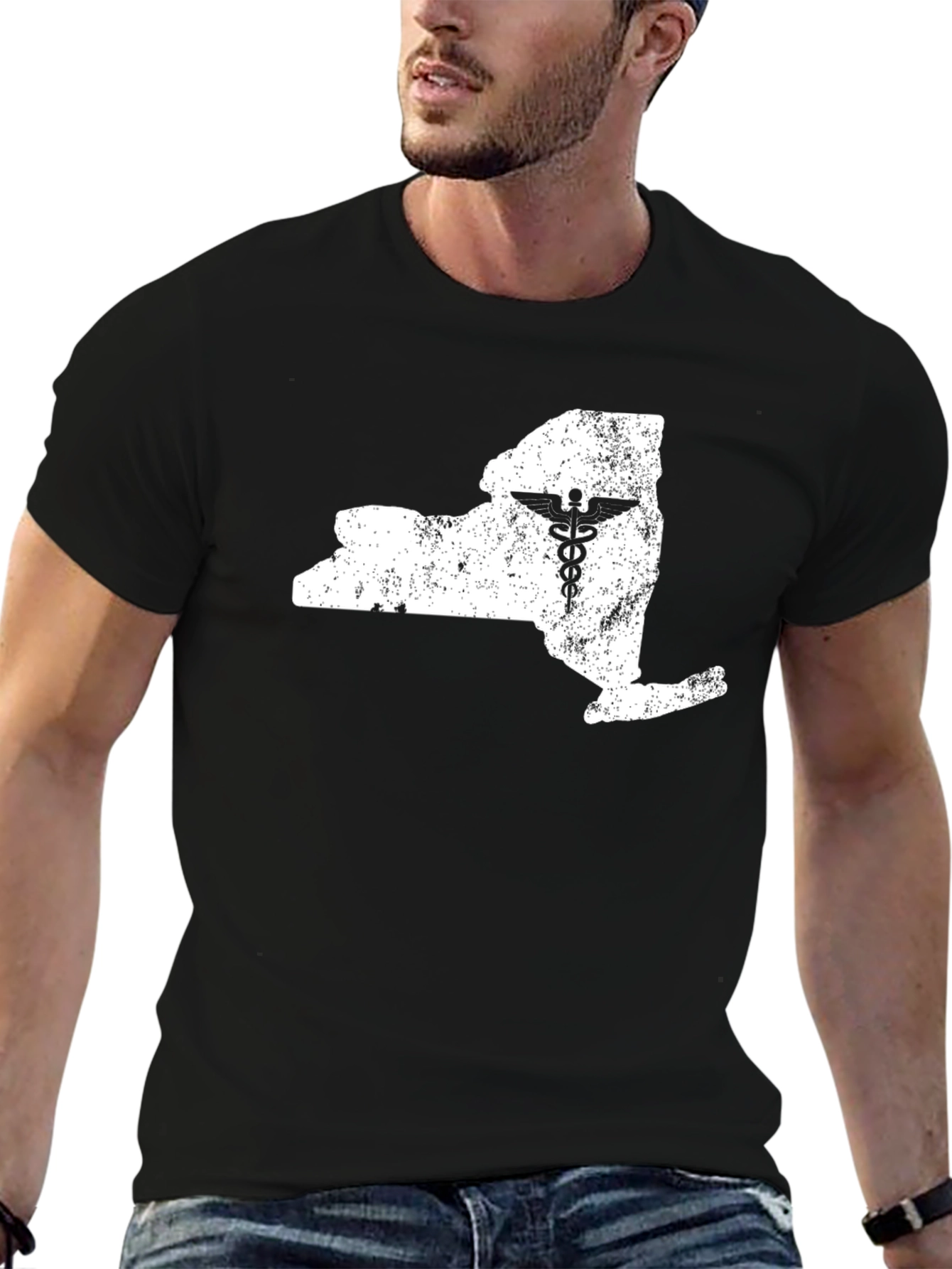 Black New York State Medical Symbol T-Shirt view 6