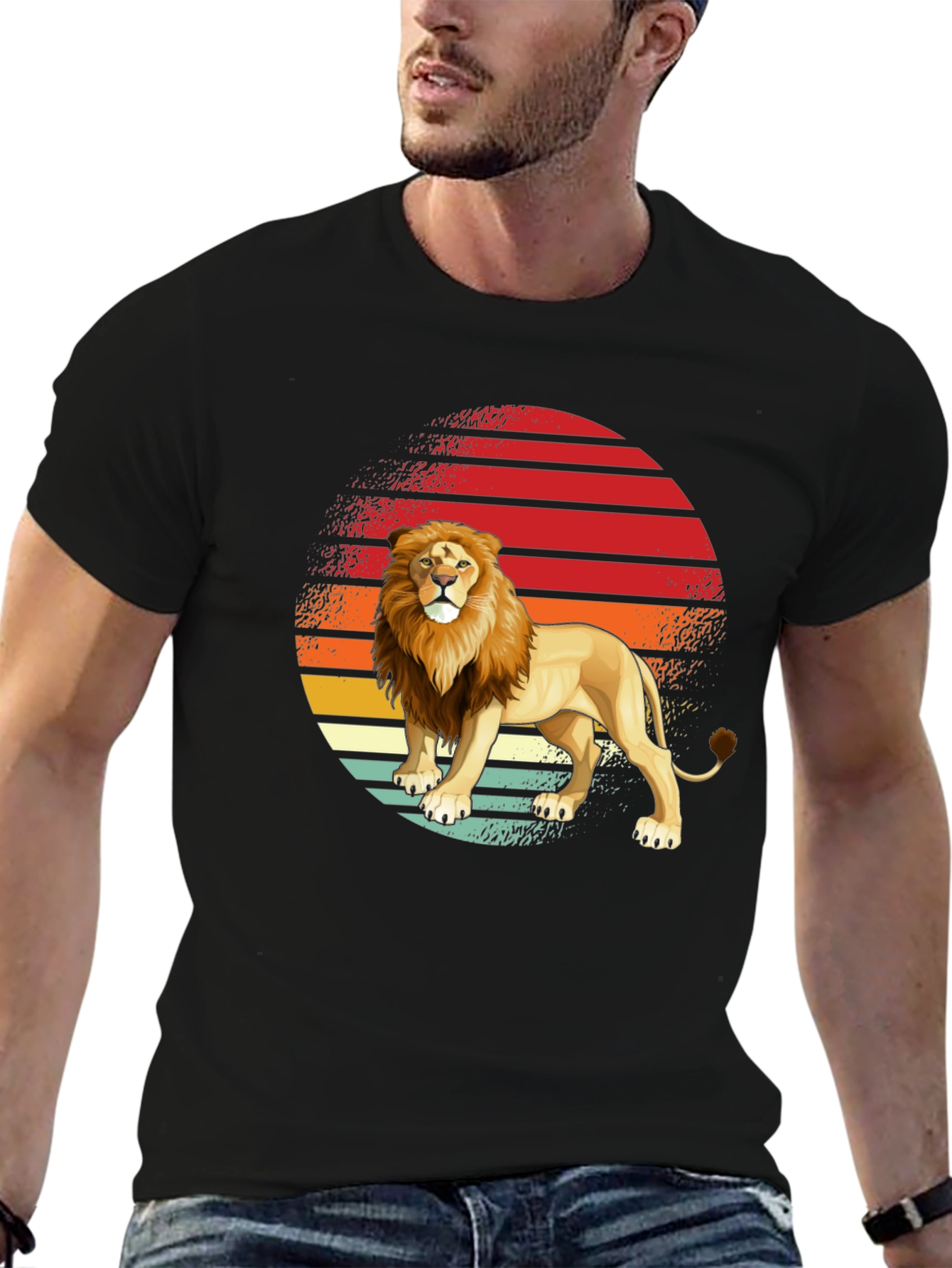 Black Lion Sunset Graphic Tee - Retro Style view 6