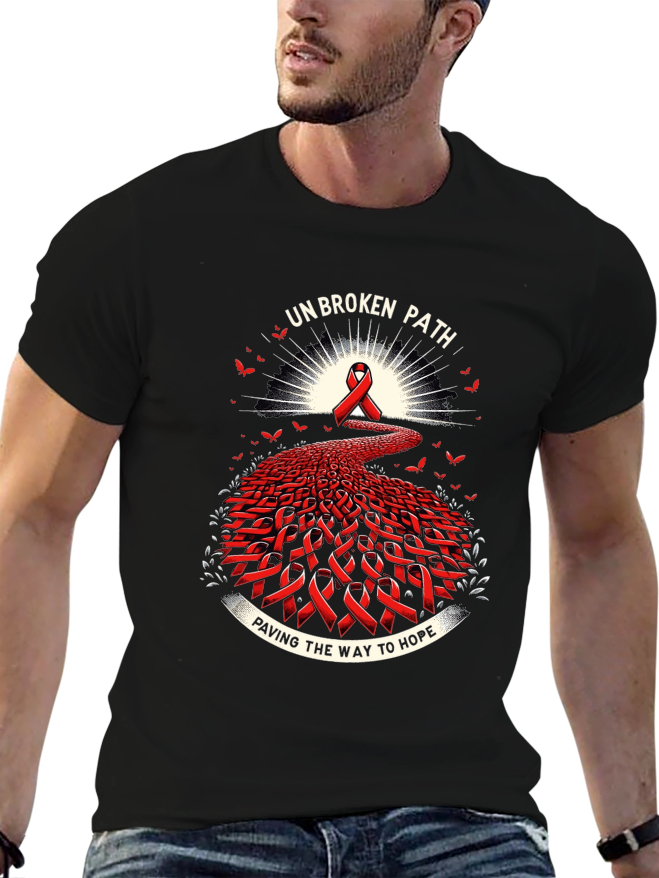 Black Unbroken Path Awareness T-Shirt view 6