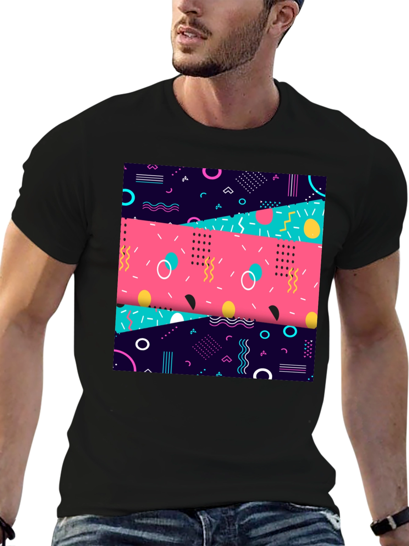Retro 90s Graphic Tee - Geometric Pattern Shirt - 6