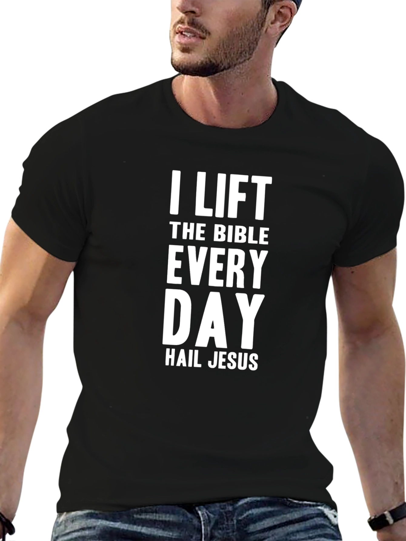 Black I Lift the Bible T-Shirt view 6