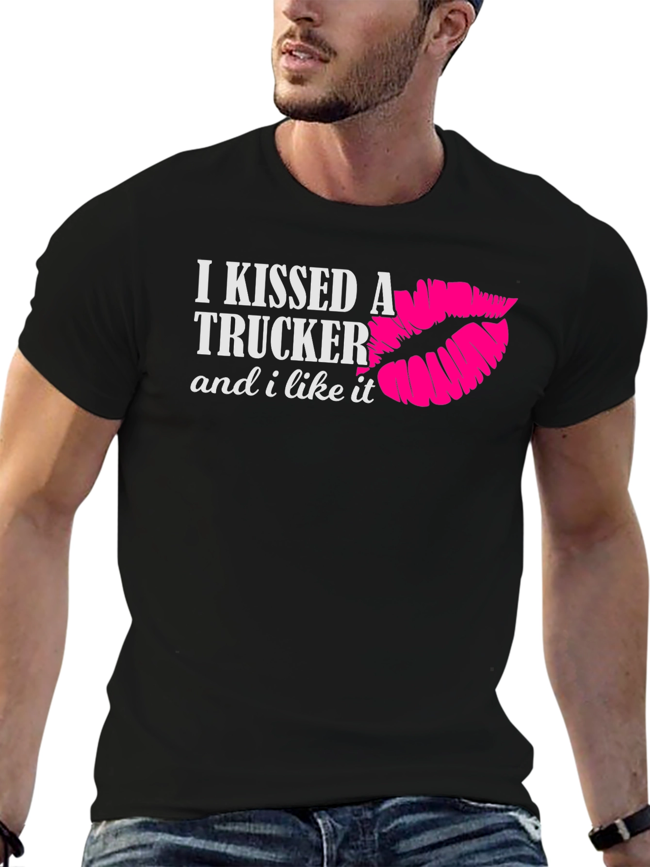 Black I Kissed a Trucker T-Shirt view 6