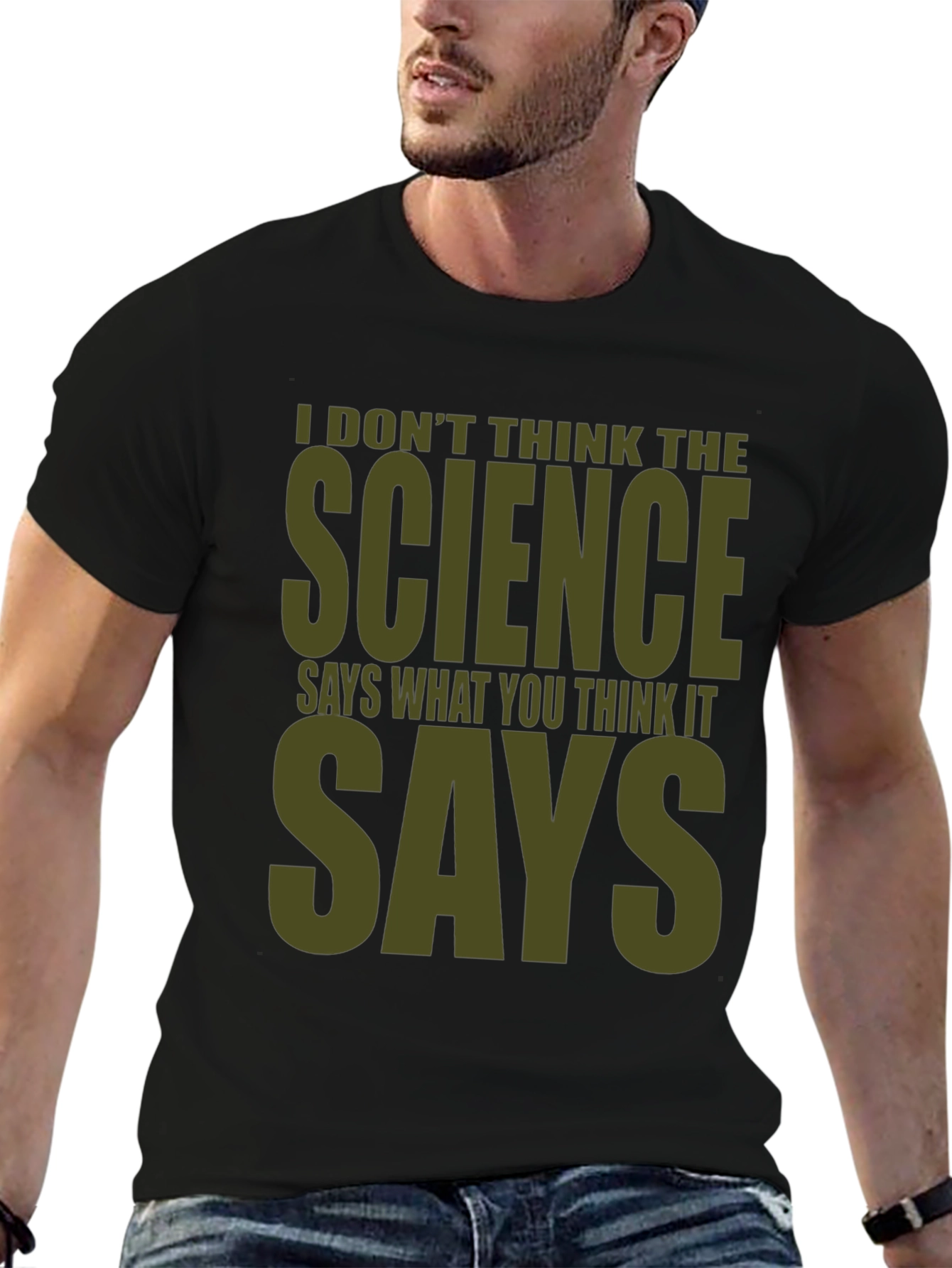 Black Science Says Graphic Tee - Mens Funny T-Shirt view 6