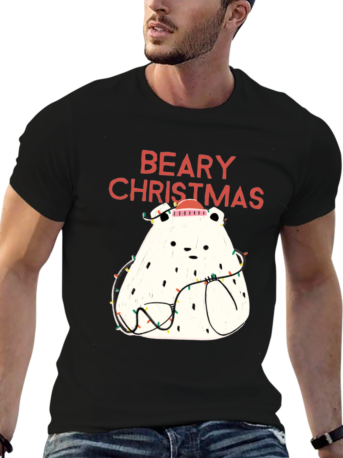 Black Beary Christmas Graphic Tee - Holiday Fun view 6