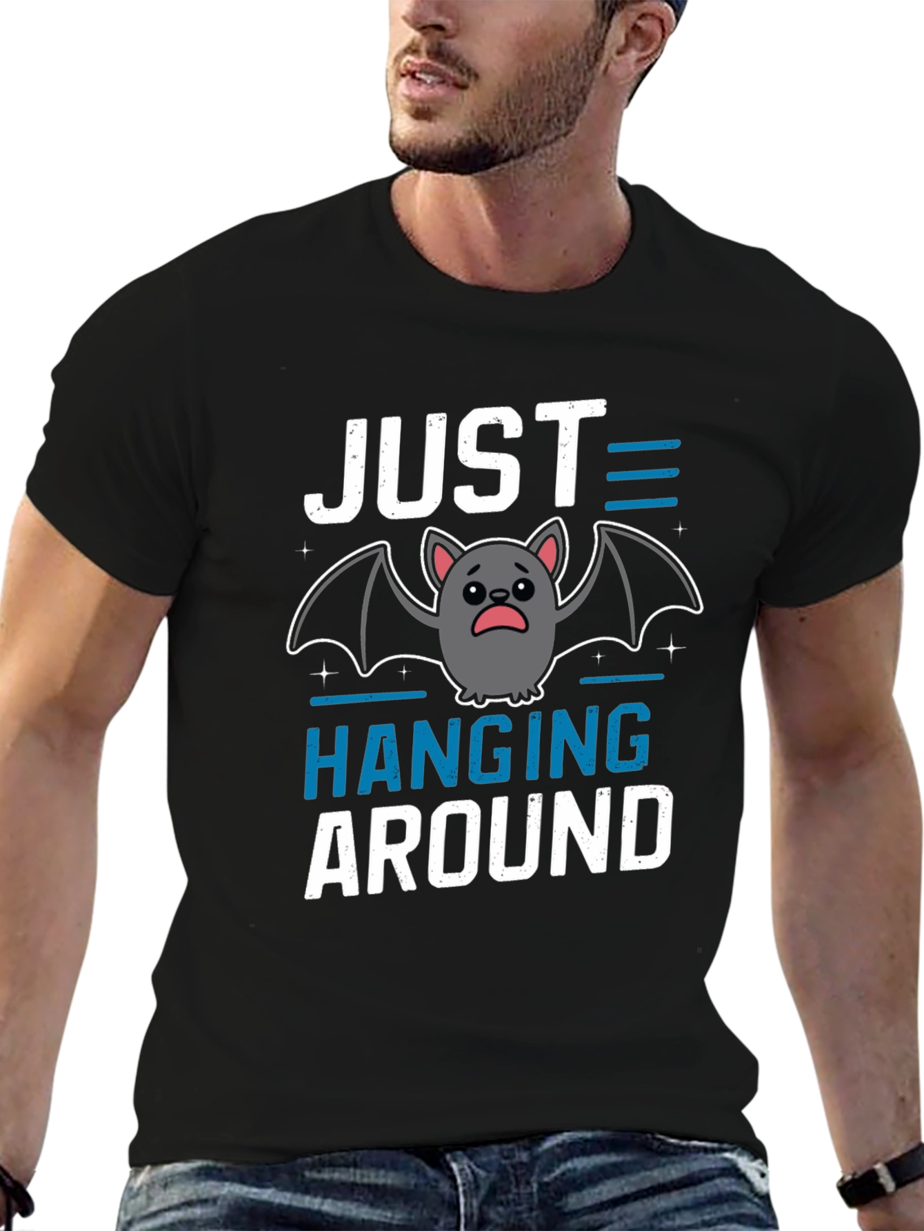 Black Just Hanging Around Bat T-Shirt view 6