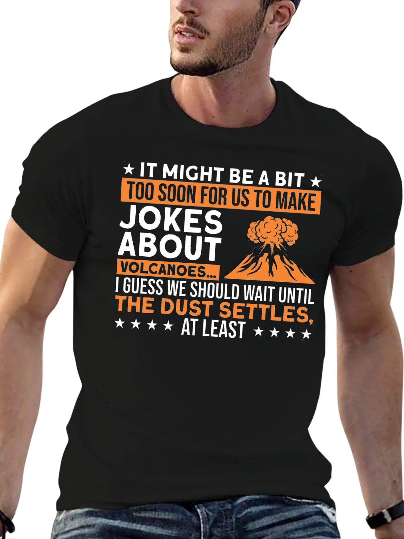 Black Volcano Jokes Graphic Tee - Sarcastic Humor T-Shirt view 6