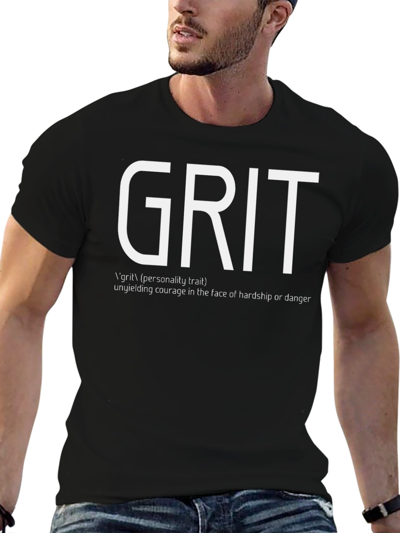 Black Grit Definition T-Shirt - Courage and Perseverance view 6