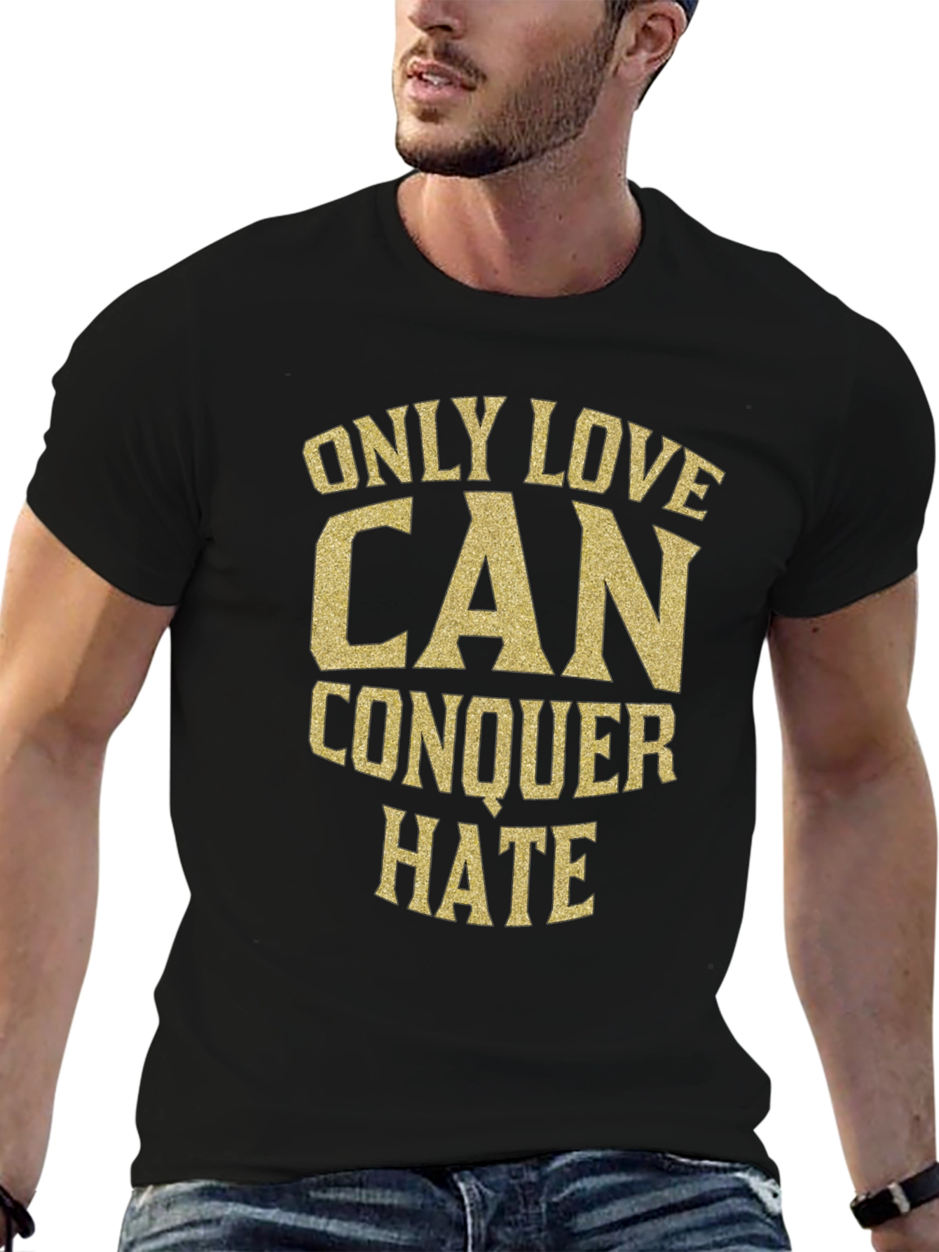 Black Love Conquers Hate Black Graphic Tee view 6