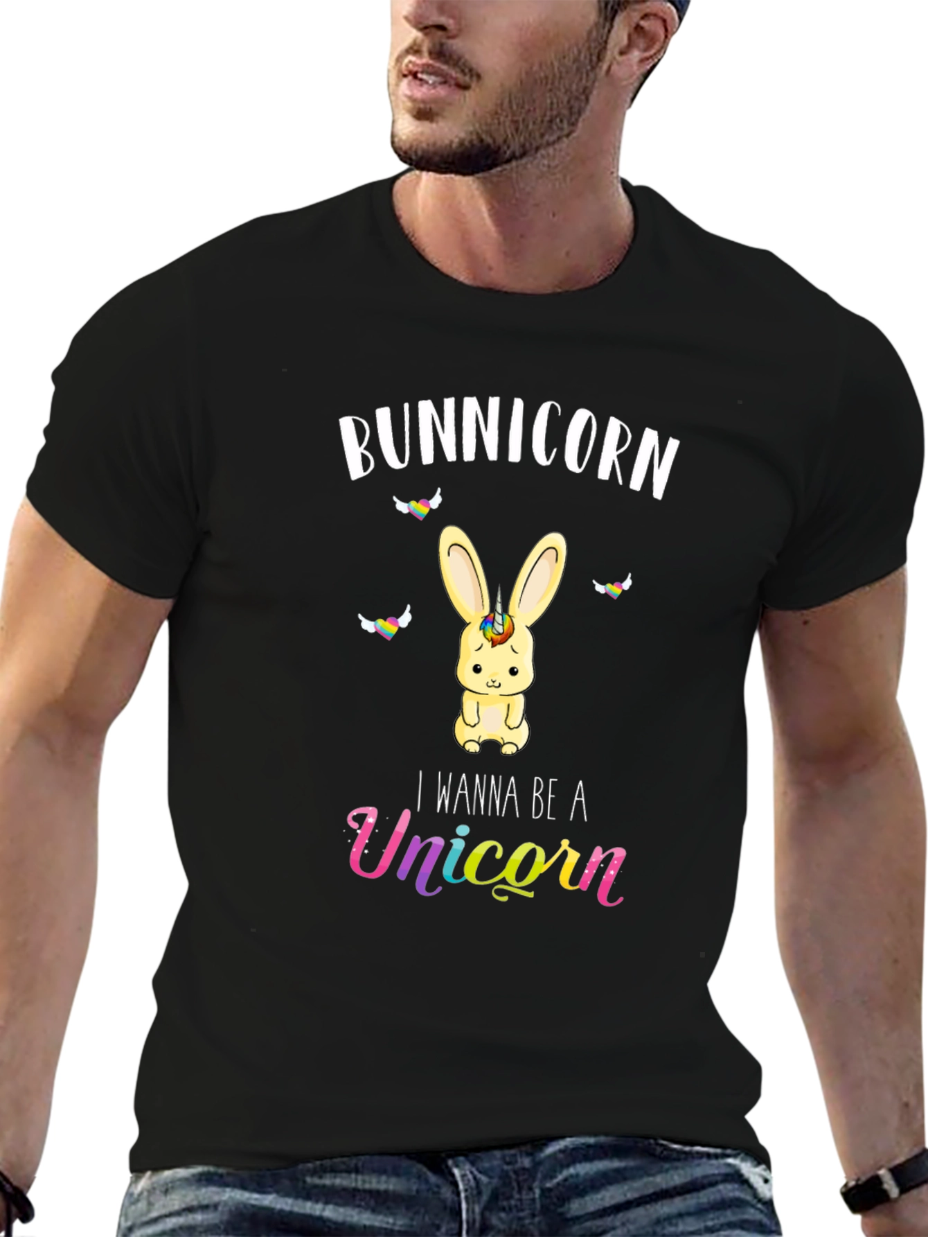 Black Bunicorn Unicorn T-Shirt Funny Bunny Tee view 6