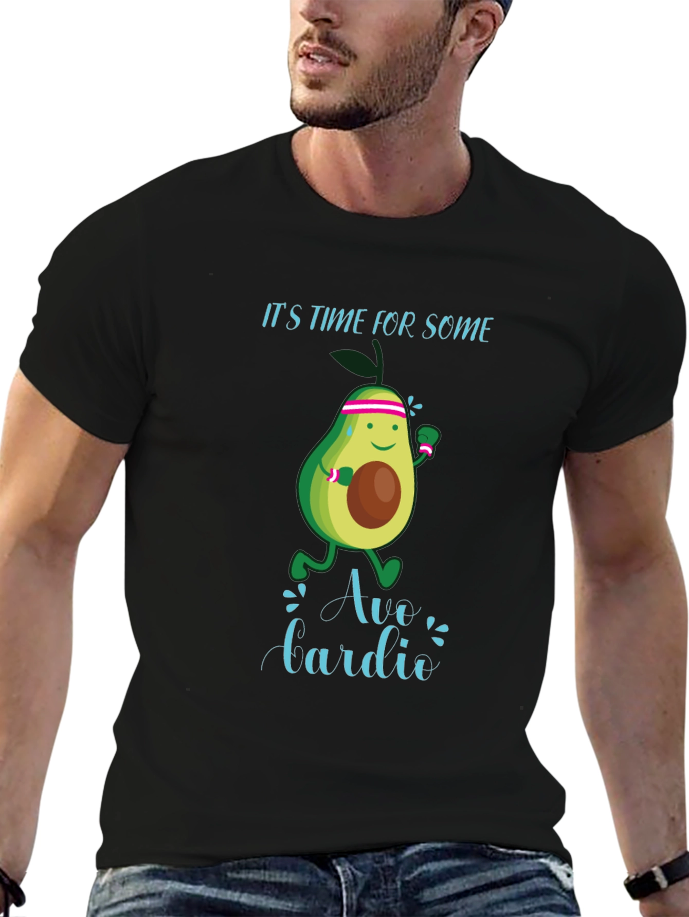Black Avo Cardio T-Shirt - Funny Workout Tee view 6