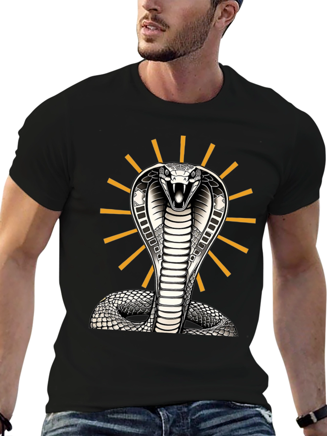 Black Cobra Snake Graphic Tee - Striking Design, Comfortable Fit view 6