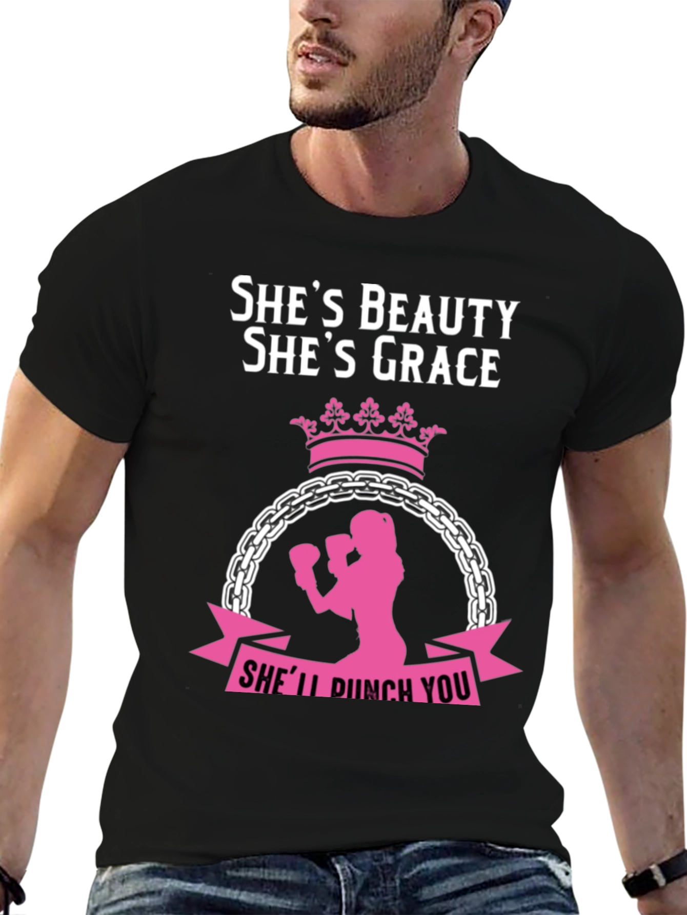 Black She's Beauty She's Grace Women's Boxing T-Shirt view 6