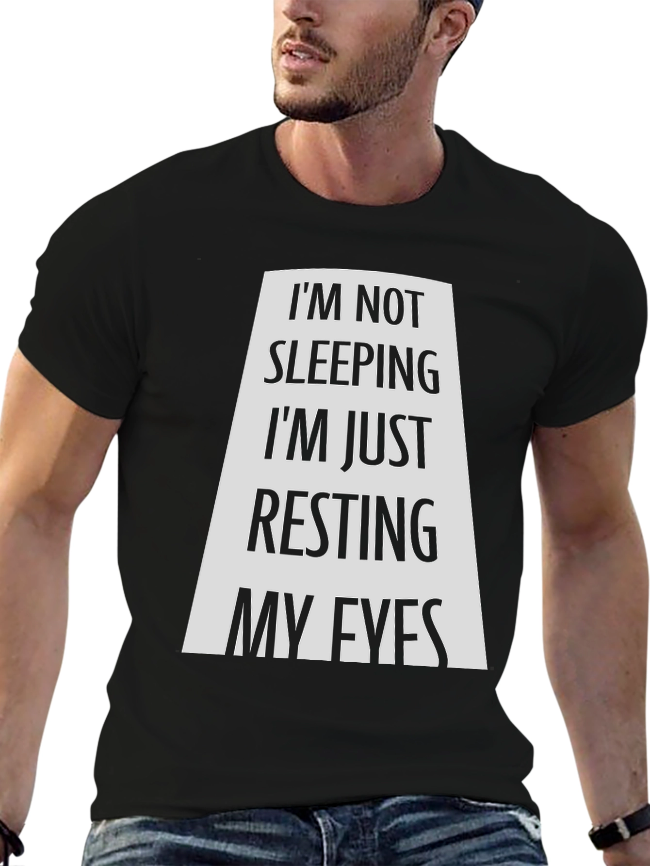 Black Funny "Resting My Eyes" Graphic T-Shirt view 6