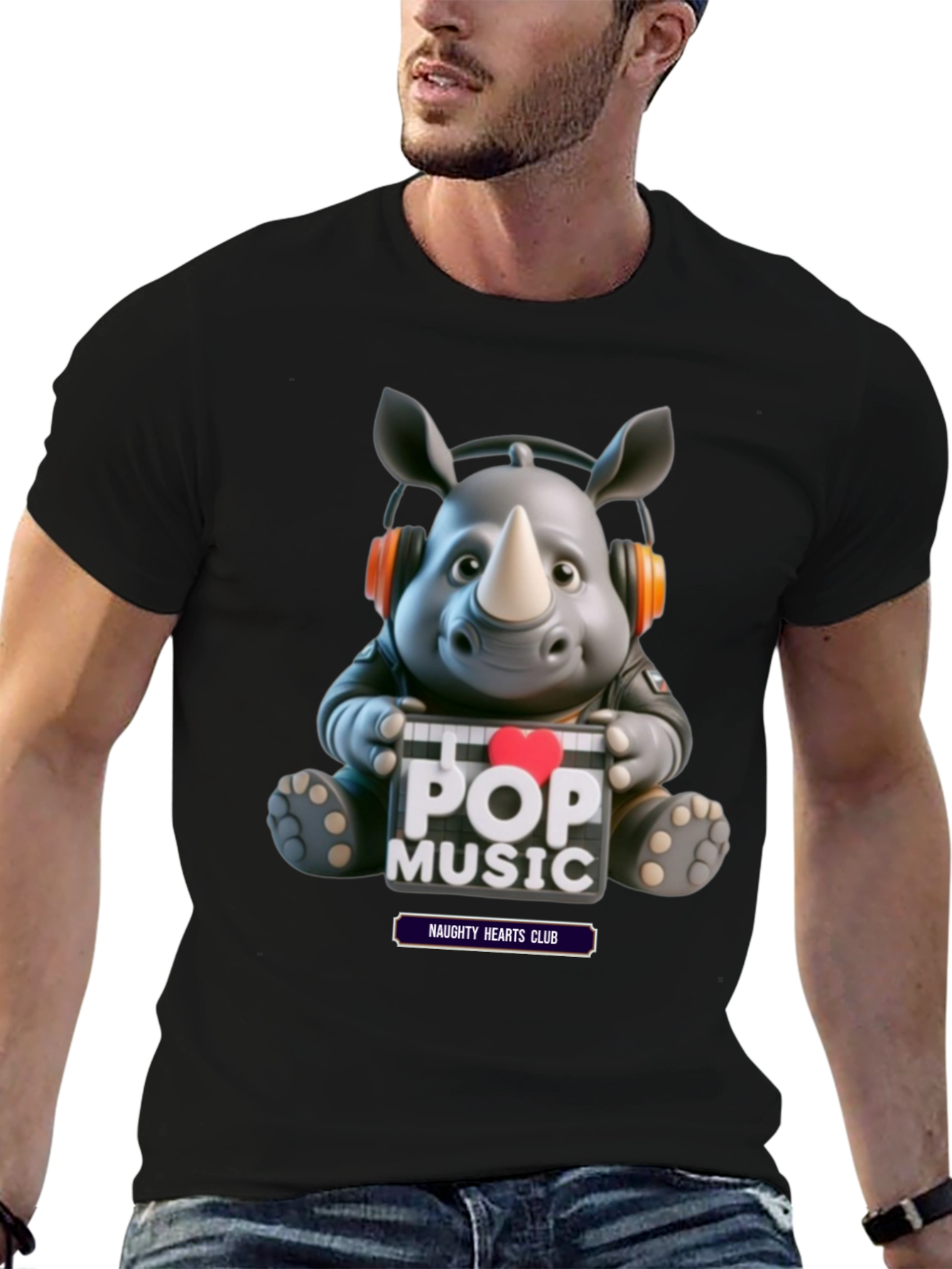 Black Pop Music Rhino Tee view 6