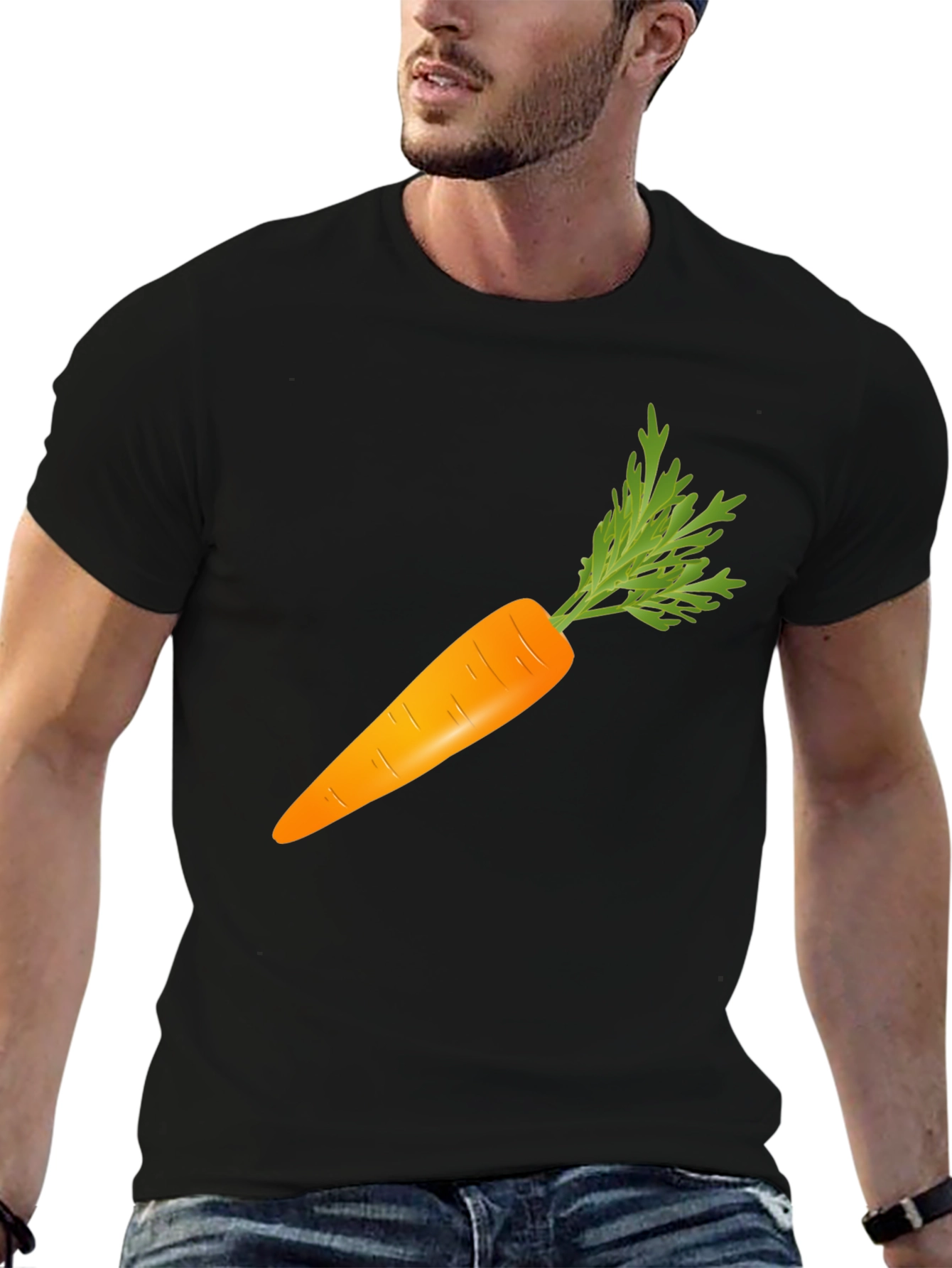 Carrot Graphic Tee - Black Cotton Casual Shirt - 6