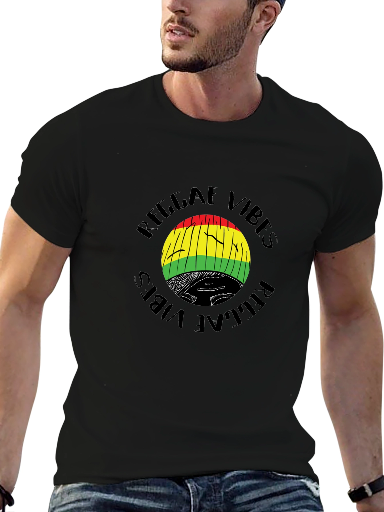 Black Reggae Vibes Graphic T-Shirt - Black view 6