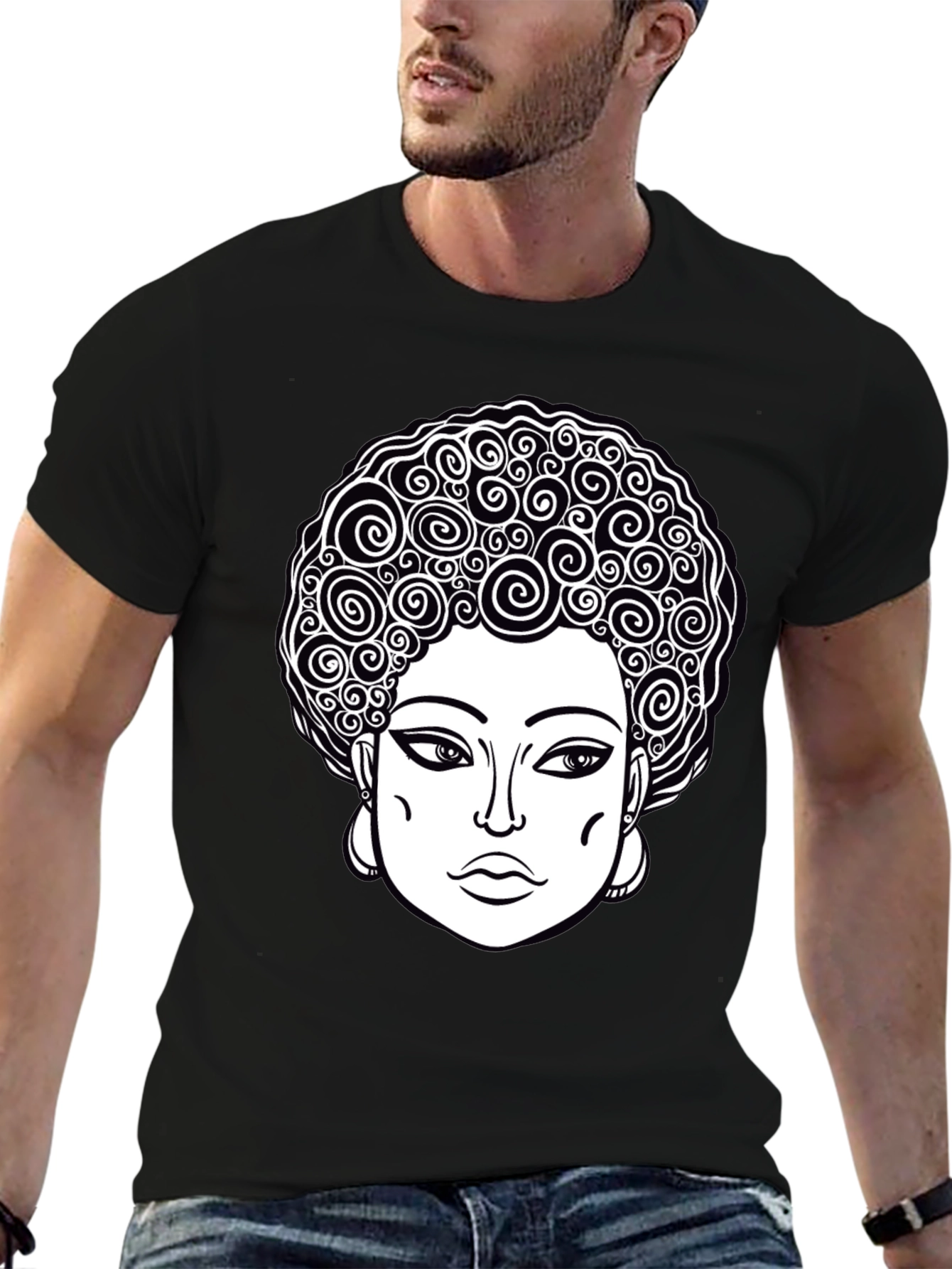 Black Afro Queen Graphic Tee - Black Unisex T-Shirt view 6