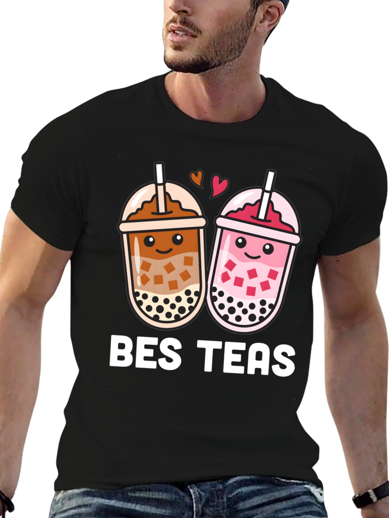 Black Bes Teas Black T-Shirt - Boba Tea Design view 6
