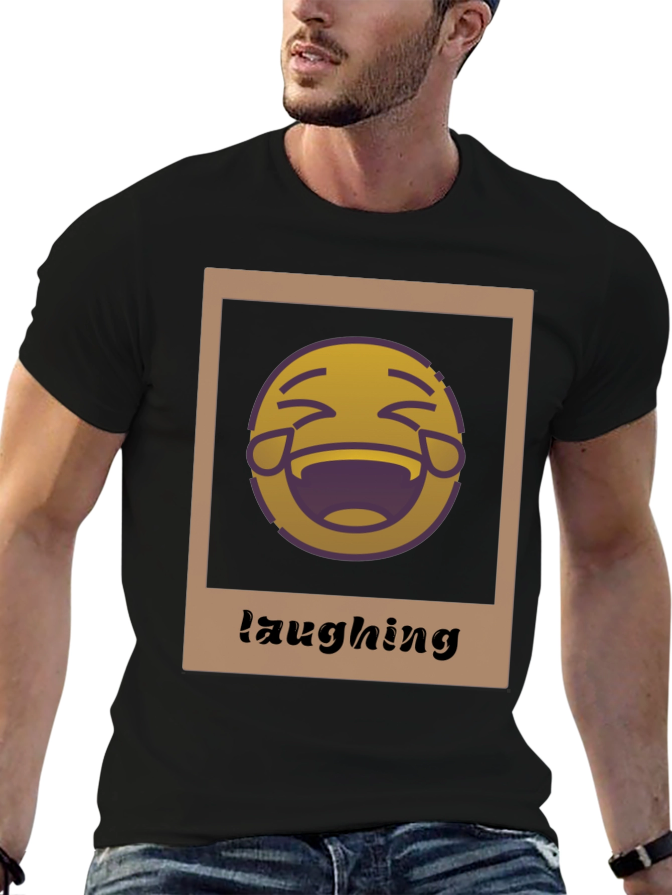 Black Laughing Emoji T-Shirt: Funny Graphic Tee for Casual Wear view 6