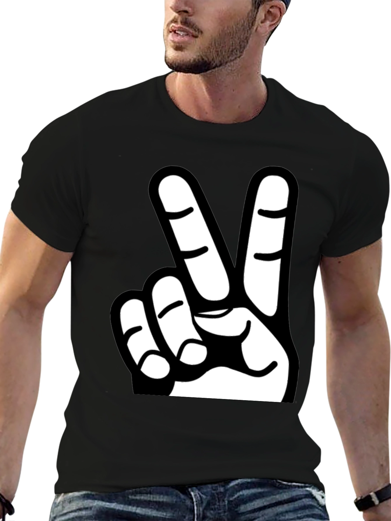 Black Peace Sign Graphic Tee - Classic Black T-Shirt view 6