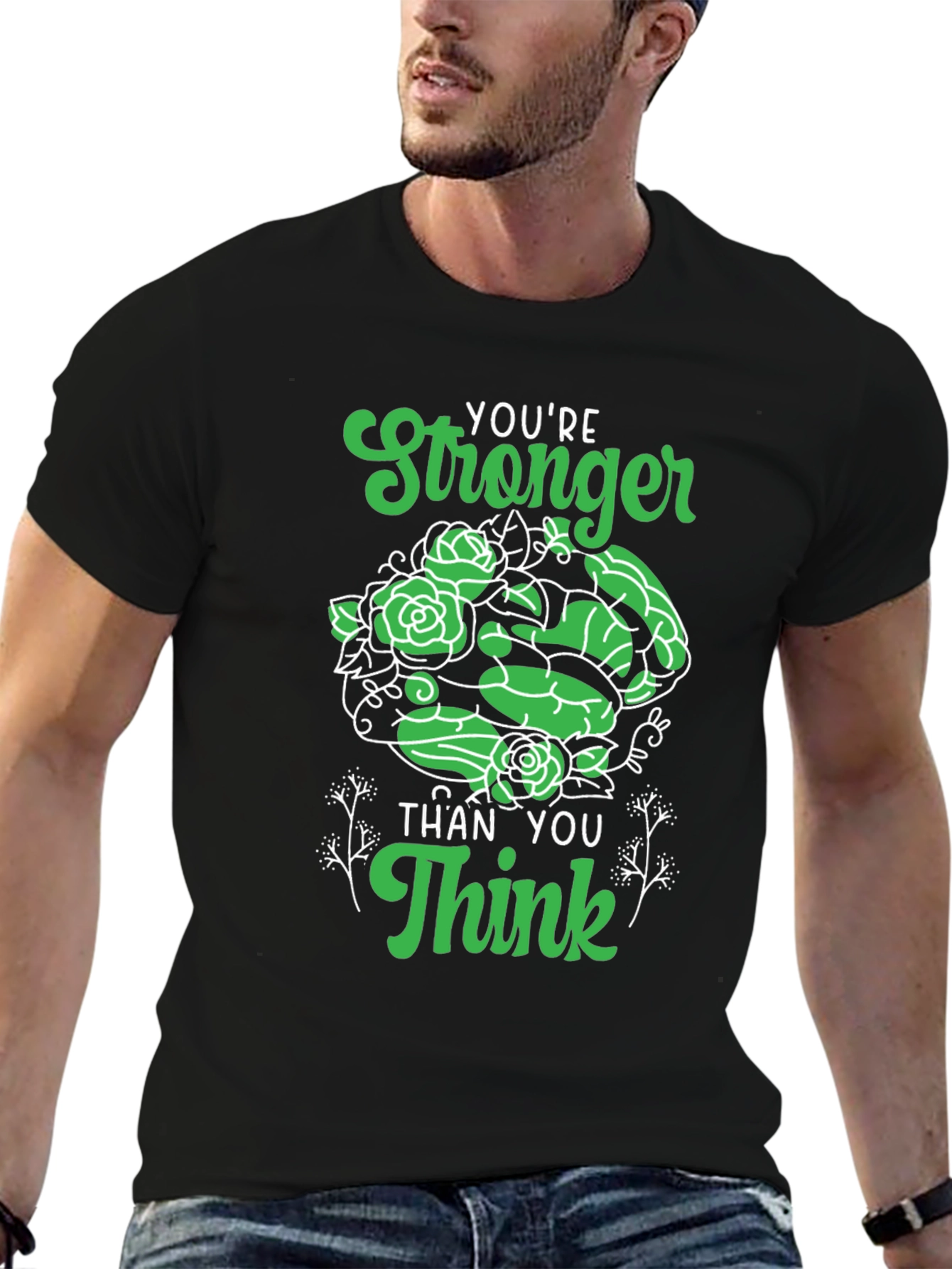 Black Stronger Than You Think Graphic Tee view 6