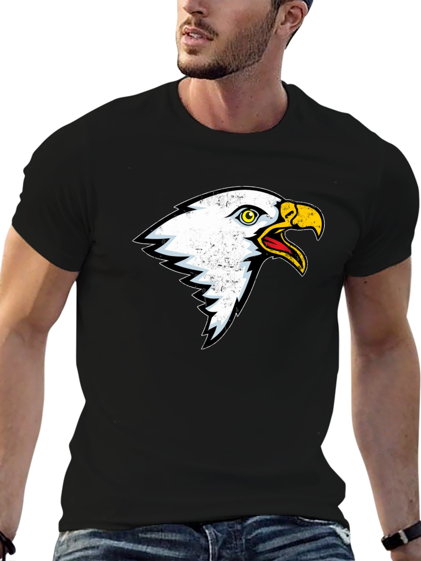 Black Bold Eagle Graphic T-Shirt - Black view 6